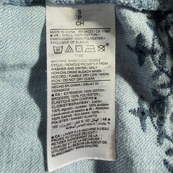 Denim Embroidered Tie Back Midi Maxi Dress Boho Prairie Cottagecore Western S - Picture 9 of 11